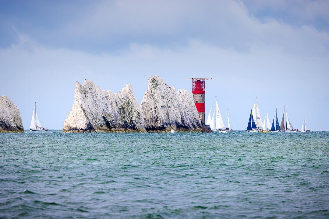 Round the island race passing the needles lighthouse