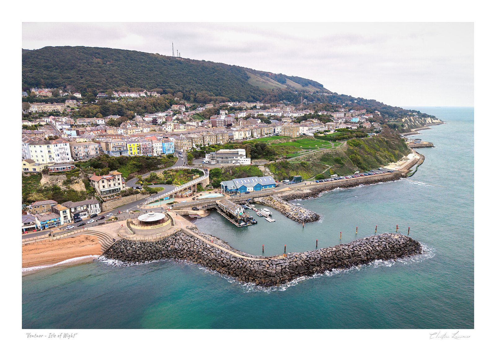 Aerial Ventnor Harbour & Town Centre Print