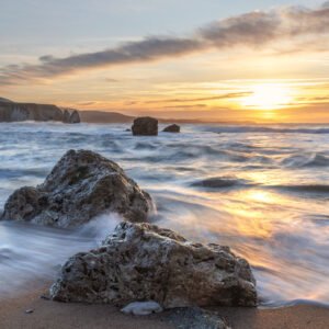 Golden Dawn at Freshwater Bay sunrise landscape photography on the Isle of Wight by Christian Lawrence