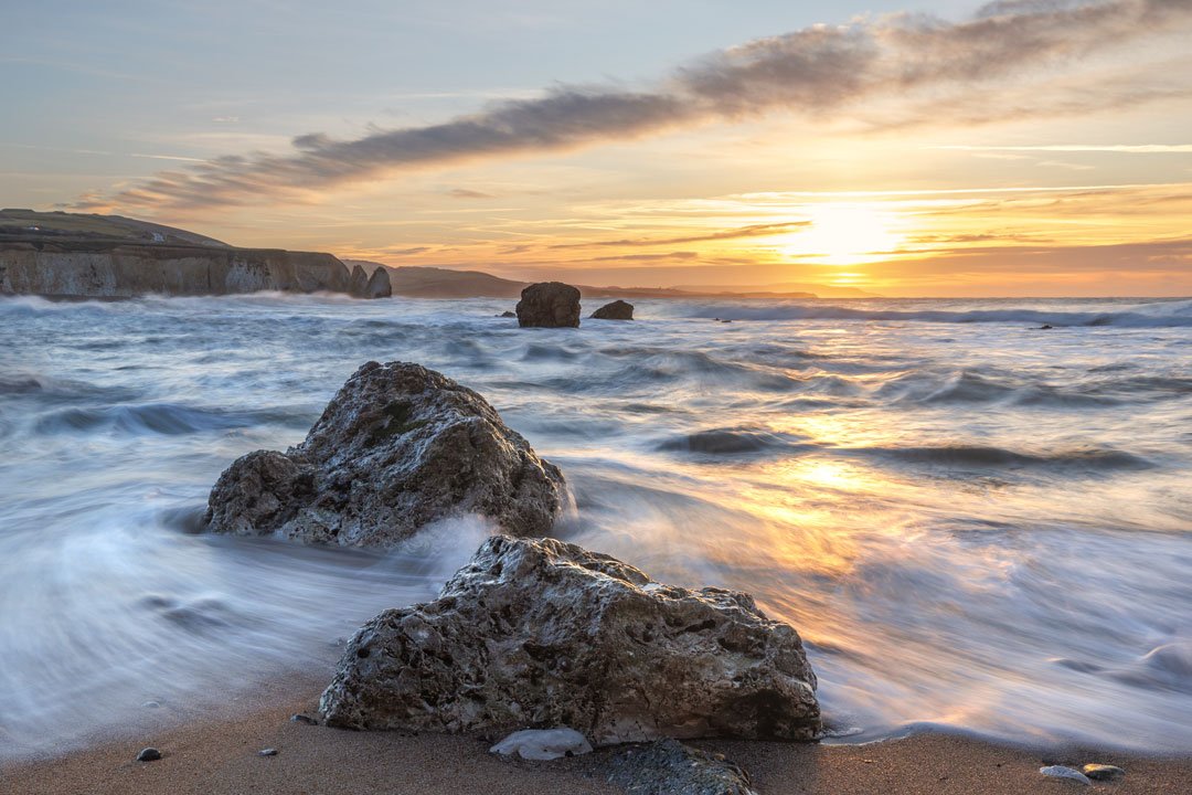 Golden Dawn at Freshwater Bay sunrise landscape photography on the Isle of Wight by Christian Lawrence